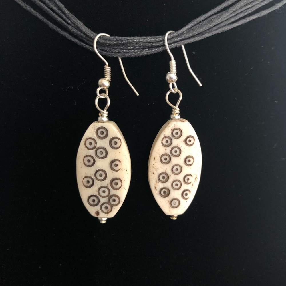 NEW! Handcarved Tribal Bone Earrings